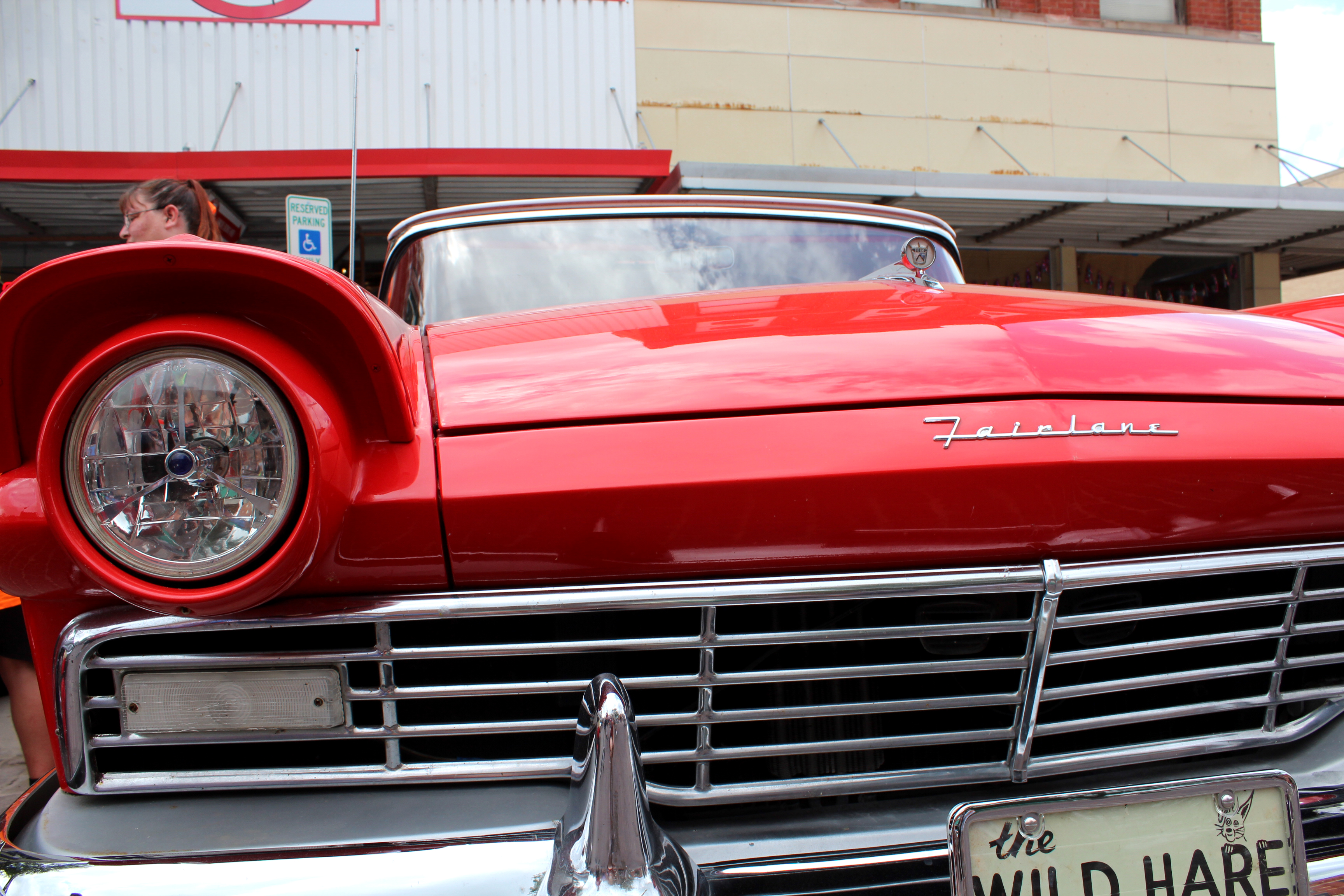 Front of Red classic car