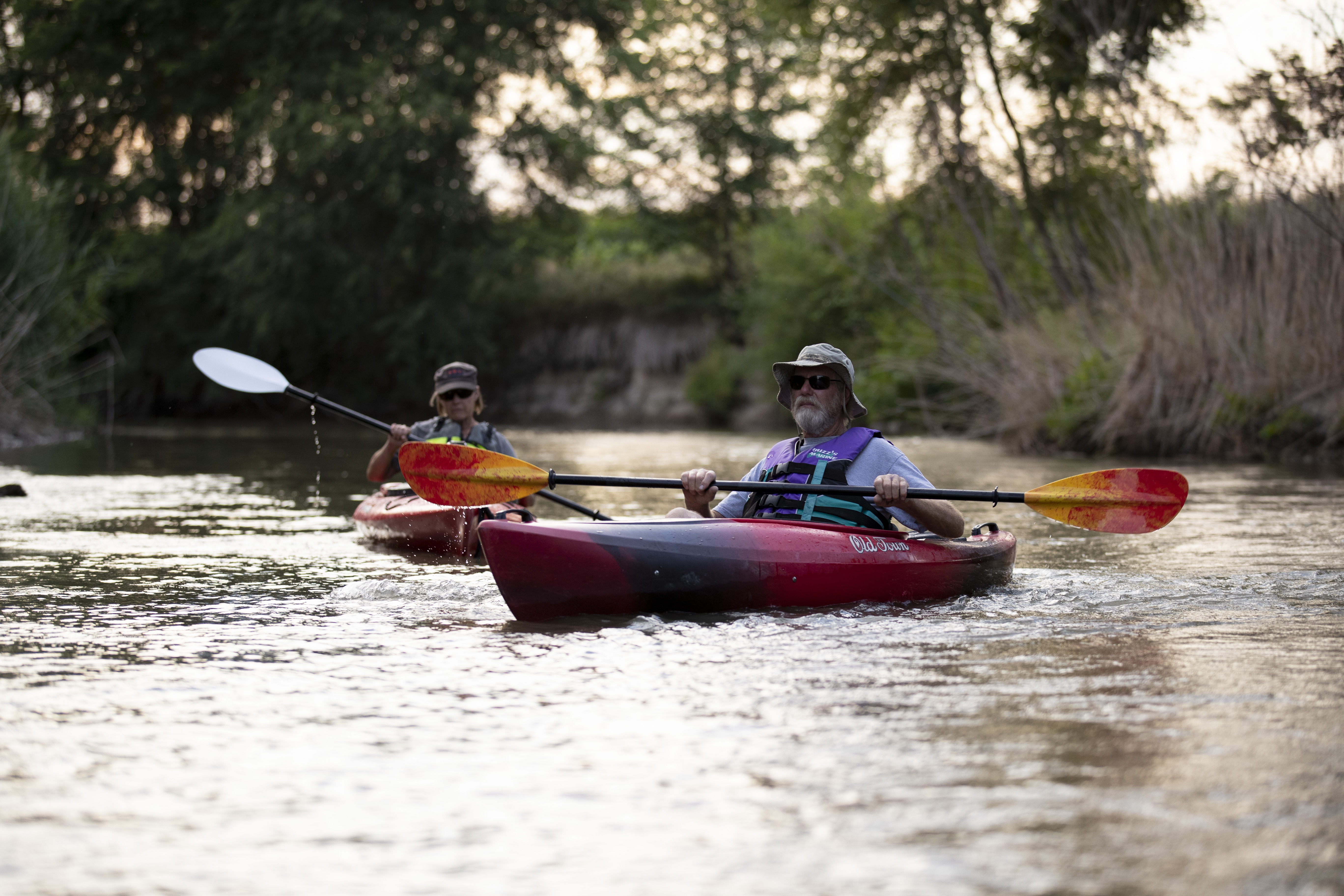 kayakers paddling down Kearney water trail.